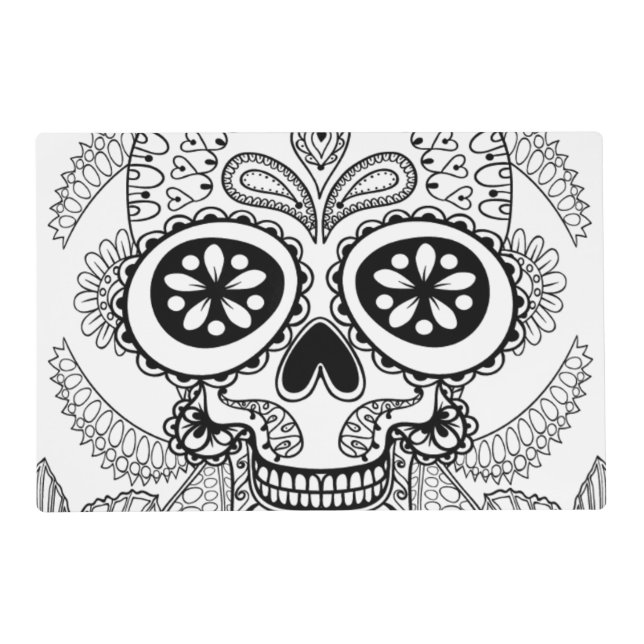 Inspired Skull In Flowers Placemat (Front)