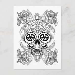 Inspired Skull In Flowers Postcard