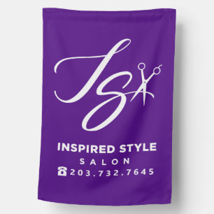 Inspired Style Salon White Foreground on Purple House Flag