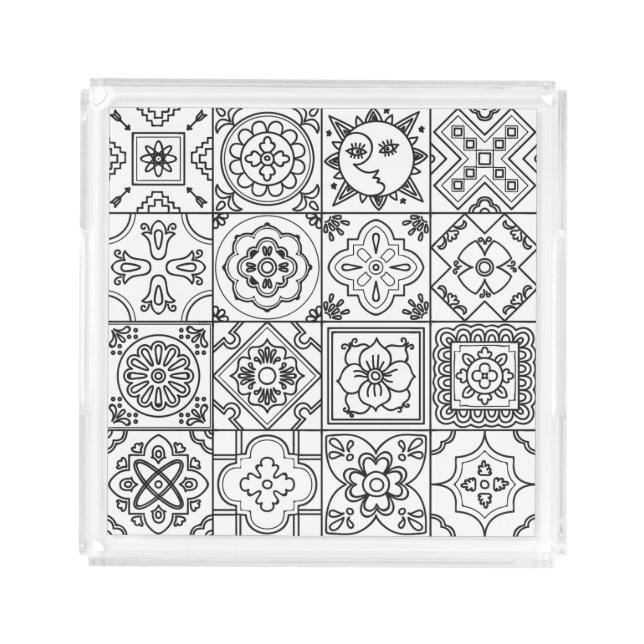 Inspired Talavera Pattern Acrylic Tray (Front)