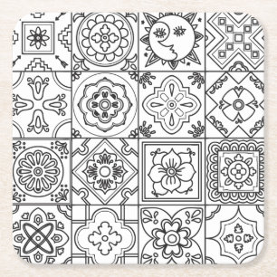 Inspired Talavera Pattern Square Paper Coaster