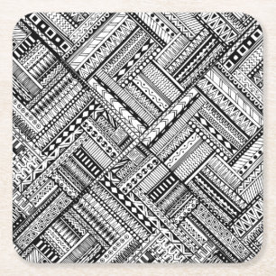 Inspired Tribal Art Pattern Square Paper Coaster