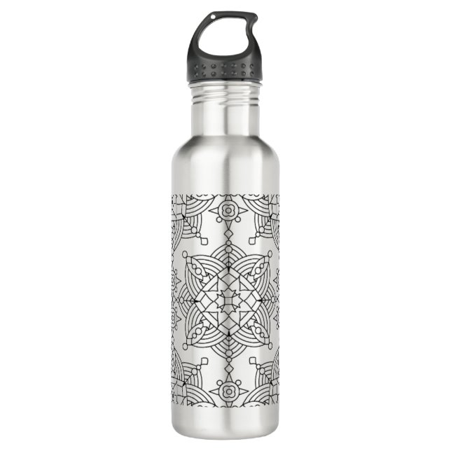 Inspired Tribal Artsy Pattern Water Bottle (Front)