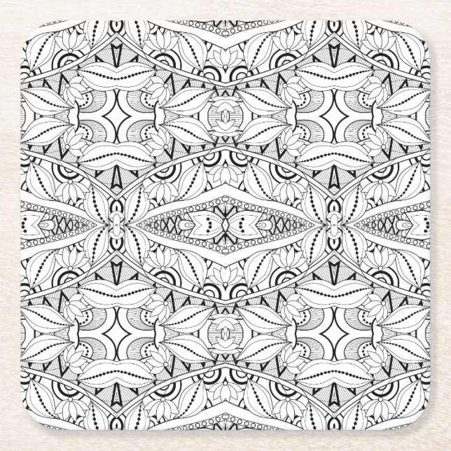 Inspired Tribal Design Square Paper Coaster (Front)