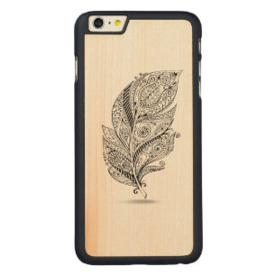 Inspired Tribal Feather Carved Maple iPhone 6 Plus Slim Case