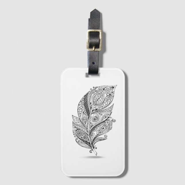 Inspired Tribal Feather Luggage Tag (Front Vertical)