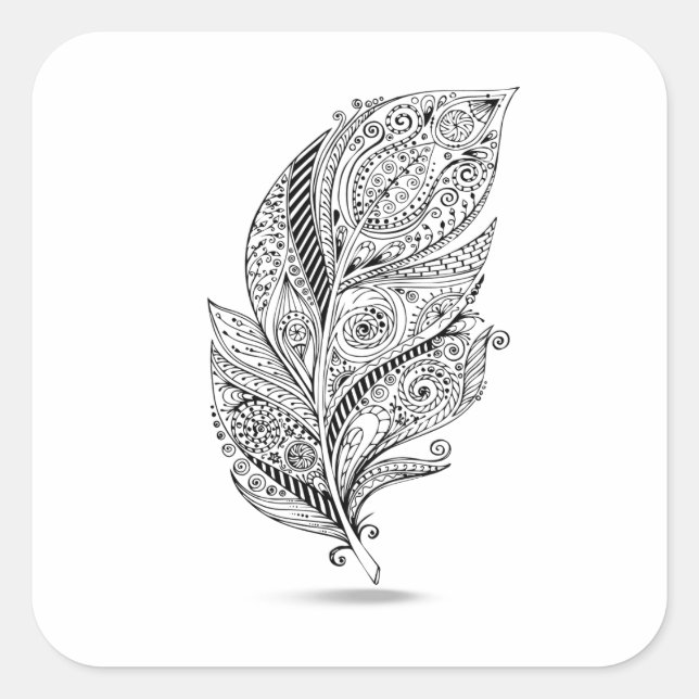 Inspired Tribal Feather Square Sticker (Front)