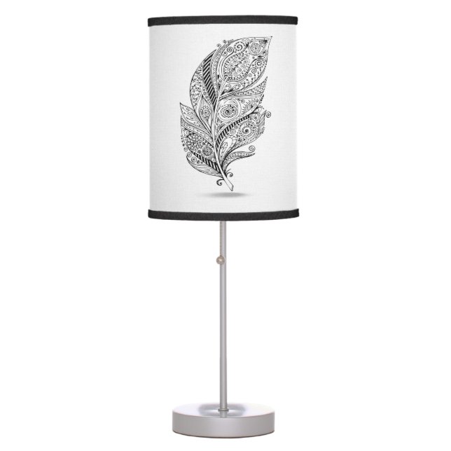 Inspired Tribal Feather Table Lamp (Front)