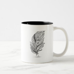 Inspired Tribal Feather Two-Tone Coffee Mug