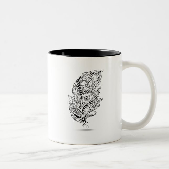 Inspired Tribal Feather Two-Tone Coffee Mug (Right)