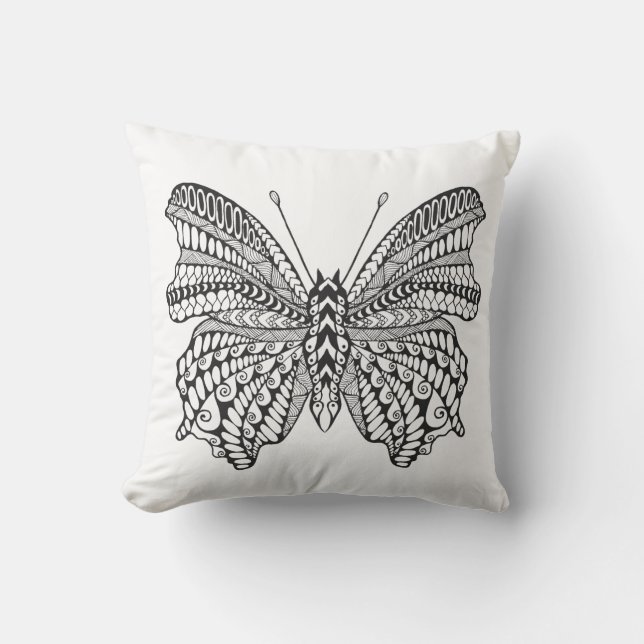 Inspired Tropical Butterfly Throw Pillow (Front)
