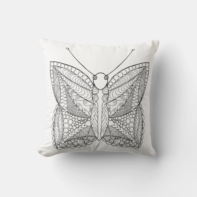 Inspired Tropical Design Butterfly Throw Pillow (Front)