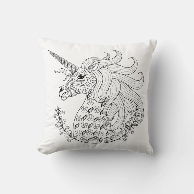Inspired Unicorn Throw Pillow (Front)