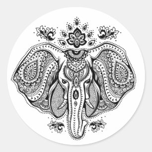Inspired Vintage Indian Elephant Classic Round Sticker