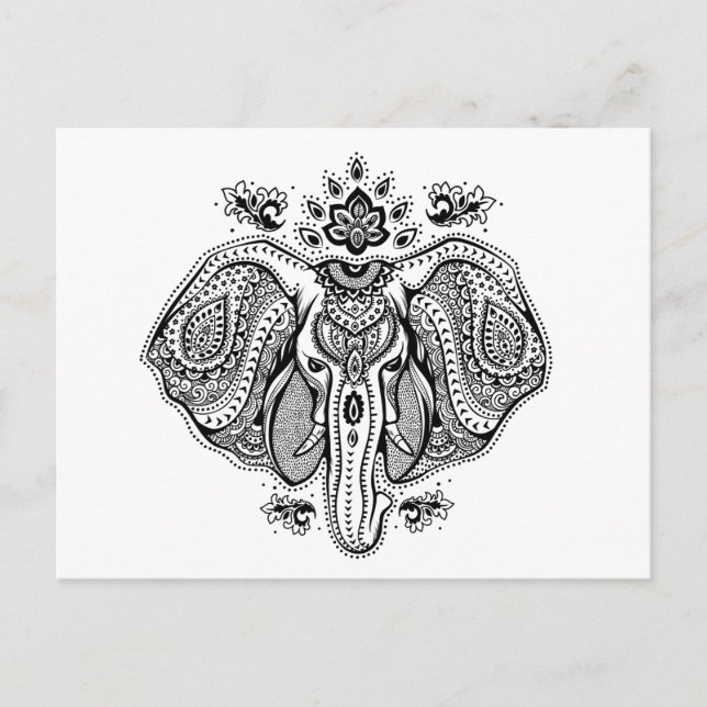 Inspired Vintage Indian Elephant Postcard (Front)
