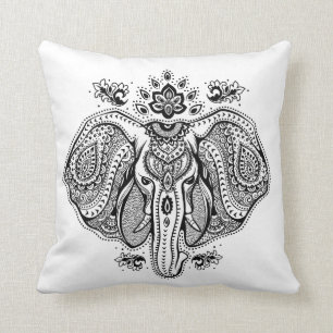 Inspired Vintage Indian Elephant Throw Pillow