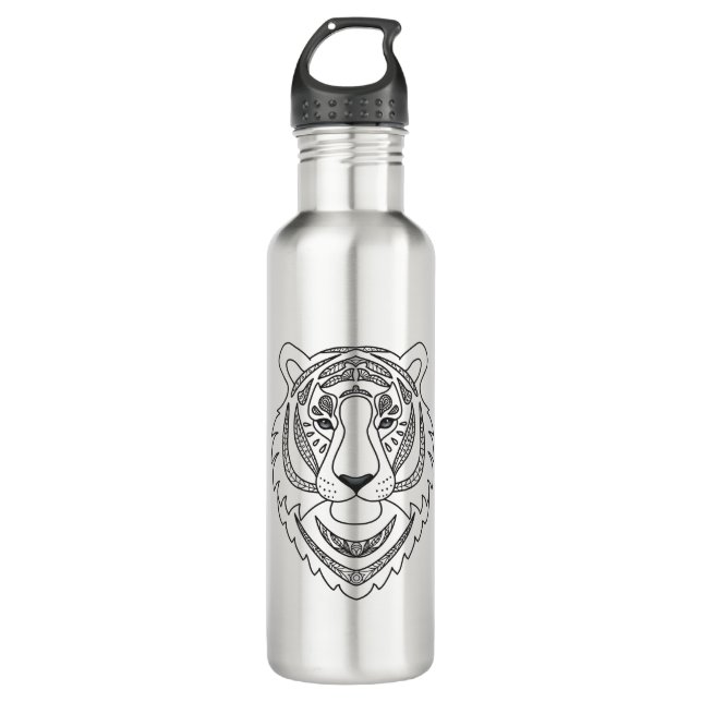 Inspired White Tiger Stainless Steel Water Bottle (Front)