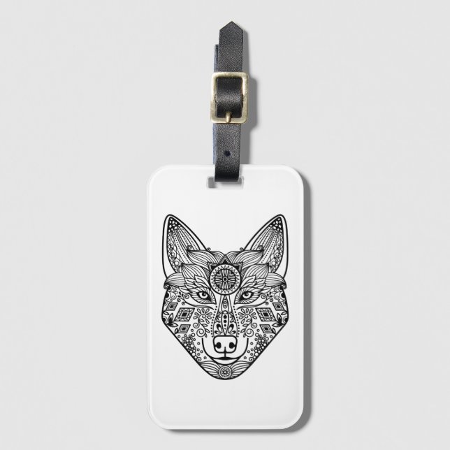 Inspired Wolf Head Luggage Tag (Front Vertical)