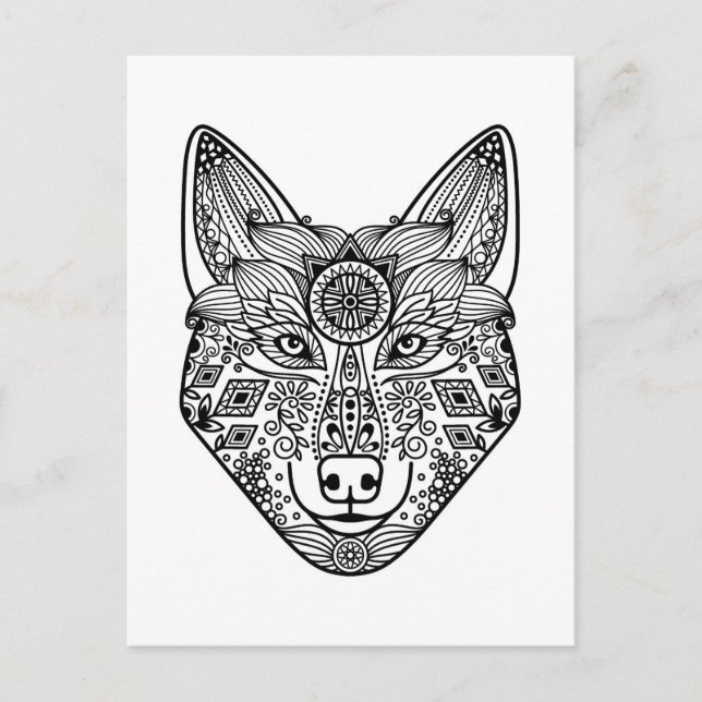 Inspired Wolf Head Postcard (Front)