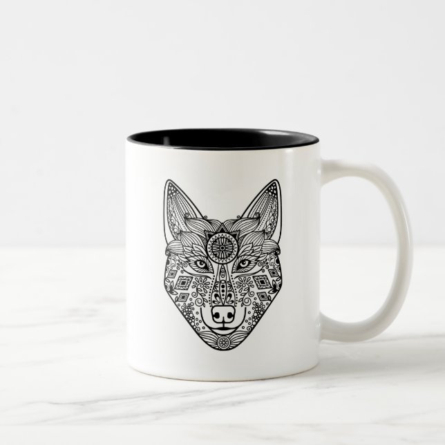 Inspired Wolf Head Two-Tone Coffee Mug (Right)
