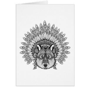 Inspired Wolf In Feathered War Bonnet