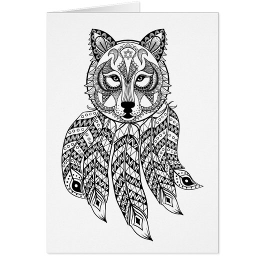Inspired Wolf With Dreamcatcher Cards (Front)