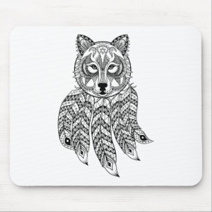 Inspired Wolf With Dreamcatcher Mouse Pad