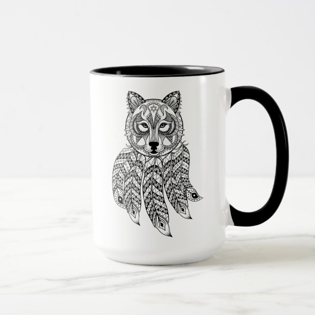 Inspired Wolf With Dreamcatcher Mug (Right)