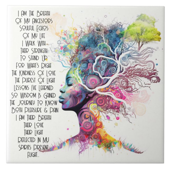 Inspired Woman Ancestor Poem Ceramic Tile (Front)