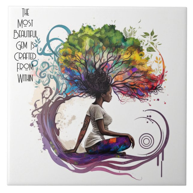 Inspired Woman Crafted Within Ceramic Tile (Front)