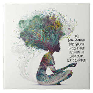 Inspired Woman Transformation Ceramic Tile