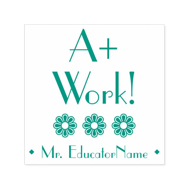 Inspiring "A+ Work!" + Custom Tutor Name Self-inking Stamp (Design)