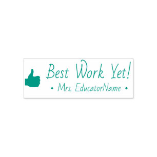Inspiring "Best Work Yet!" + Custom Tutor Name Self-inking Stamp