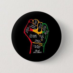 Inspiring black leaders power fist hand black button
