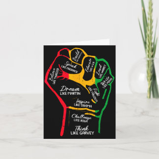 Inspiring black leaders power fist hand black card