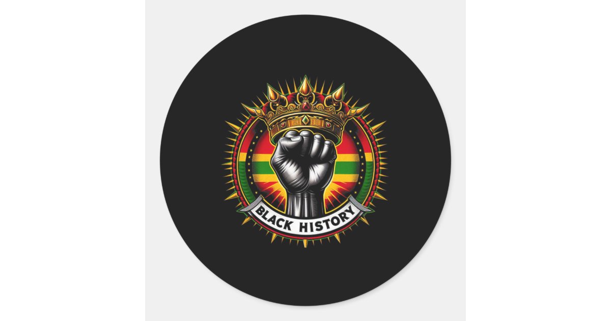 Inspiring Black Leaders Power Fist Hand Black Hist Classic Round ...