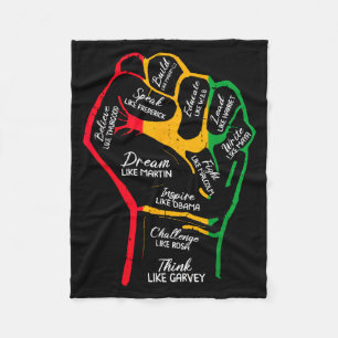 Inspiring Black Leaders Power Fist Hand Black Hist Fleece Blanket