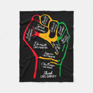 Inspiring Black Leaders Power Fist Hand Black Hist Fleece Blanket