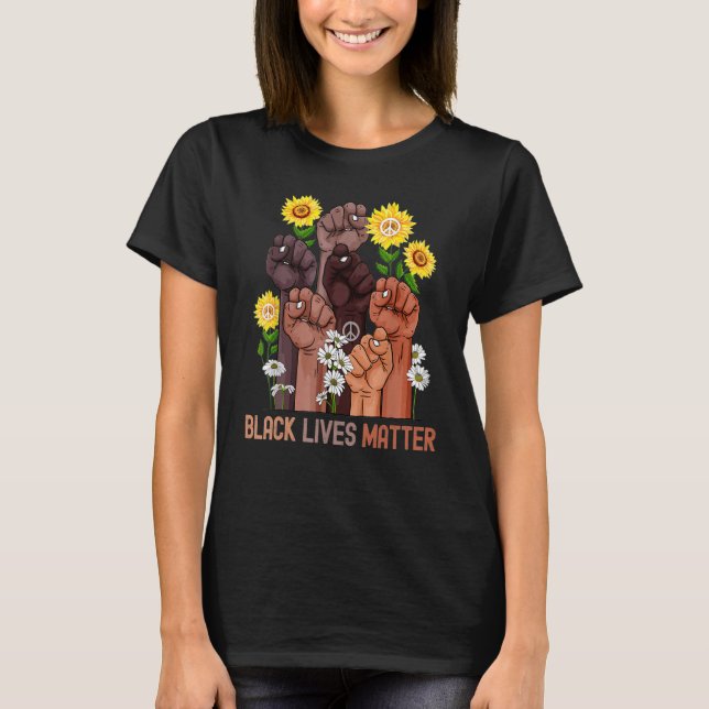 Inspiring Black Leaders Power Fist Hand Black Hist T-Shirt (Front)