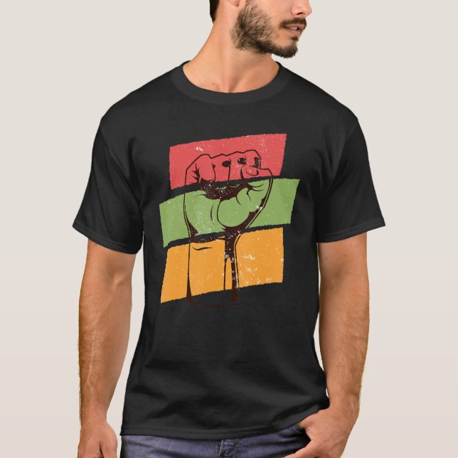 Inspiring Black Leaders Power Fist Hand Black Hist T-Shirt (Front)