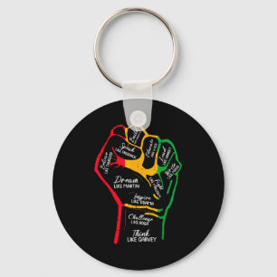 Inspiring black leaders power fist hand black keychain
