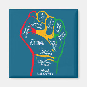Inspiring black leaders power fist hand black magnet