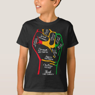 Inspiring black leaders power fist hand black T-Shirt