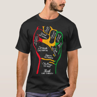 Inspiring black leaders power fist hand black T-Shirt