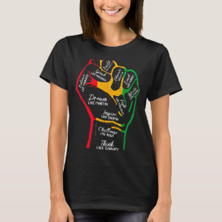 Inspiring black leaders power fist hand black T-Shirt