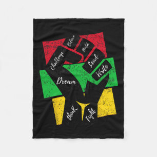 Inspiring Black Leaders Power Hand Fist Black Hist Fleece Blanket