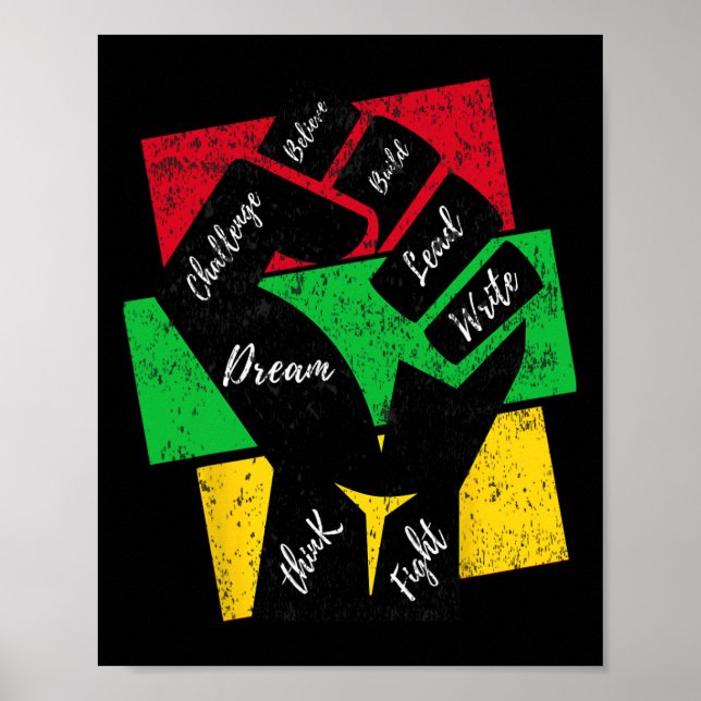 Inspiring Black Leaders Power Hand Fist Black Hist Poster (Front)