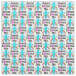 INSPIRING BLUE CROSS CHRISTIAN JESUS LOVES ME FABRIC