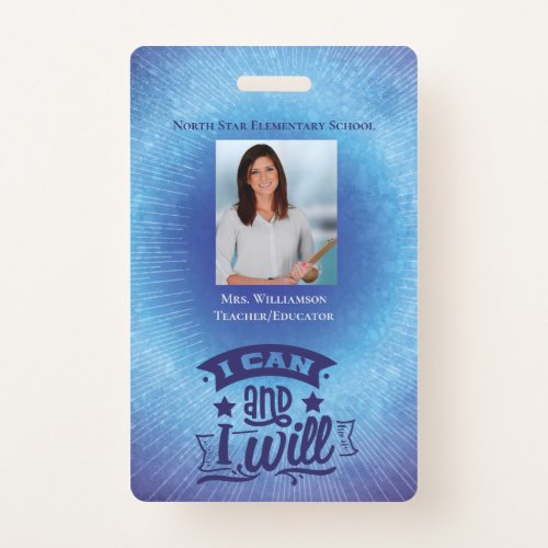 Inspiring Blue School Staff Teacher ID Photo Badge
