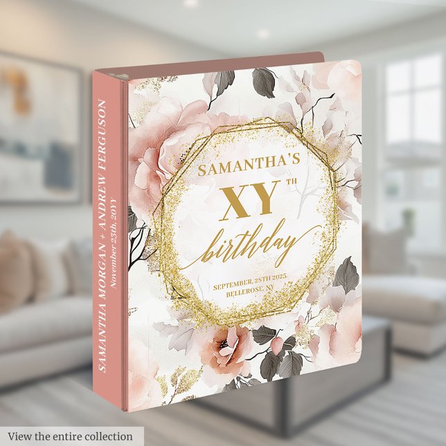 Inspiring Blush Ivory Gold Birthday Memory Album 3 Ring Binder (Inspiring Blush Ivory Gold Birthday Memory Album 3 ring binder)